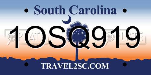 1OSQ919 South Carolina License Plate