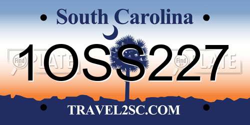 1OSS227 South Carolina License Plate