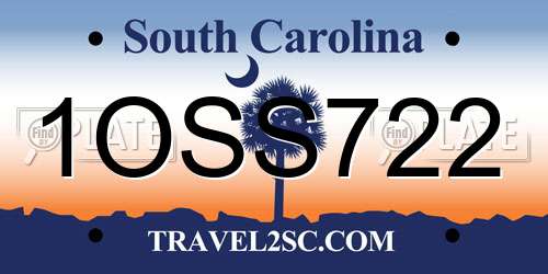 1OSS722 South Carolina License Plate