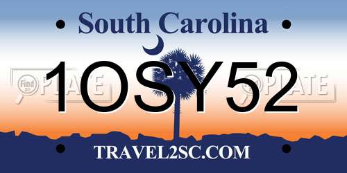1OSY52 South Carolina License Plate