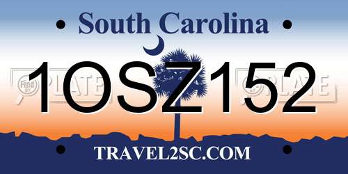 1OSZ152 South Carolina License Plate