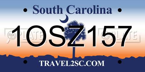 1OSZ157 South Carolina License Plate