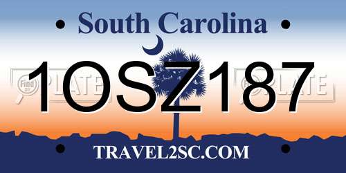 1OSZ187 South Carolina License Plate