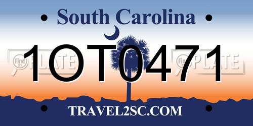 1OT0471 South Carolina License Plate