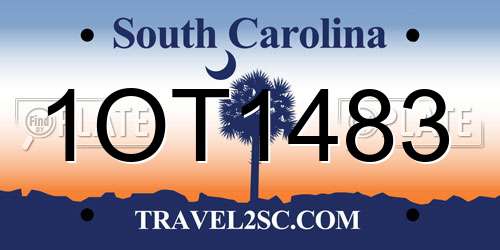 1OT1483 South Carolina License Plate