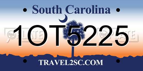 1OT5225 South Carolina License Plate
