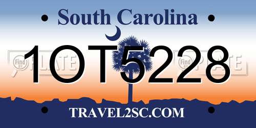 1OT5228 South Carolina License Plate