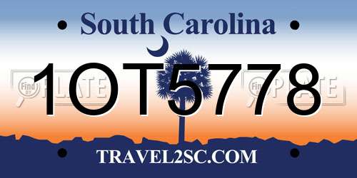 1OT5778 South Carolina License Plate