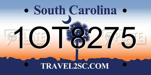 1OT8275 South Carolina License Plate