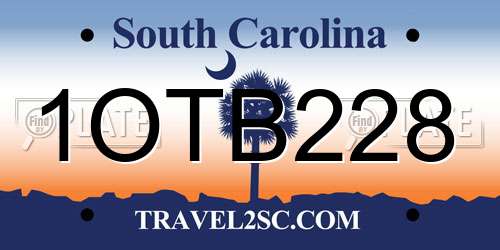 1OTB228 South Carolina License Plate