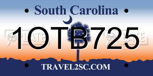 1OTB725 South Carolina License Plate