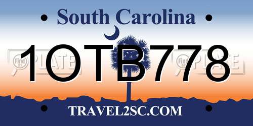 1OTB778 South Carolina License Plate
