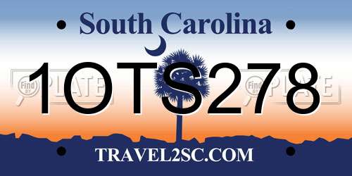 1OTS278 South Carolina License Plate