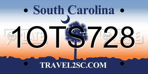 1OTS728 South Carolina License Plate