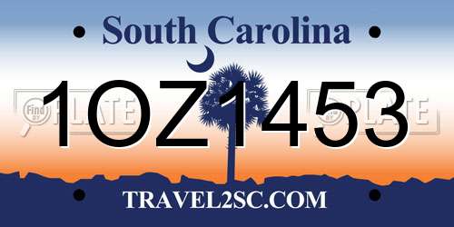 1OZ1453 South Carolina License Plate