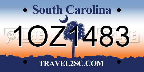 1OZ1483 South Carolina License Plate