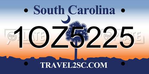 1OZ5225 South Carolina License Plate