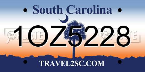 1OZ5228 South Carolina License Plate