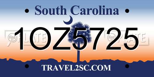 1OZ5725 South Carolina License Plate
