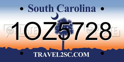 1OZ5728 South Carolina License Plate