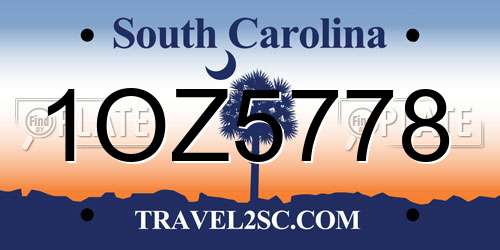 1OZ5778 South Carolina License Plate