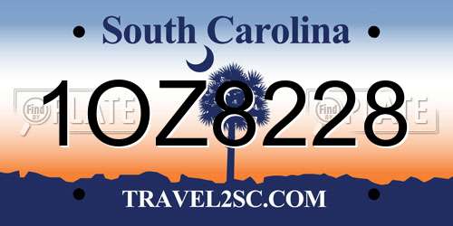 1OZ8228 South Carolina License Plate