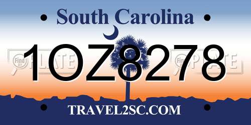 1OZ8278 South Carolina License Plate