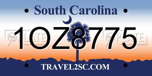 1OZ8775 South Carolina License Plate