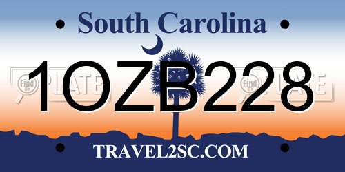 1OZB228 South Carolina License Plate