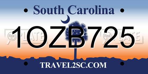 1OZB725 South Carolina License Plate