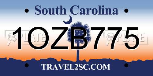 1OZB775 South Carolina License Plate