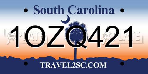1OZQ421 South Carolina License Plate
