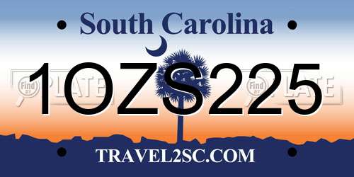 1OZS225 South Carolina License Plate