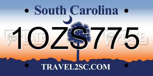 1OZS775 South Carolina License Plate