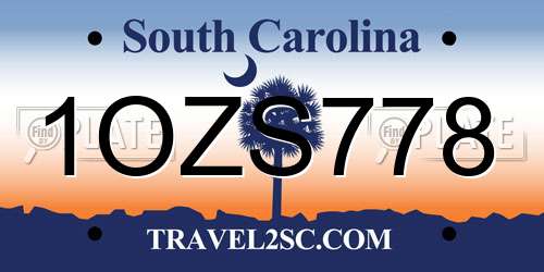 1OZS778 South Carolina License Plate