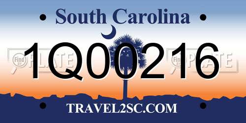 1Q00216 South Carolina License Plate