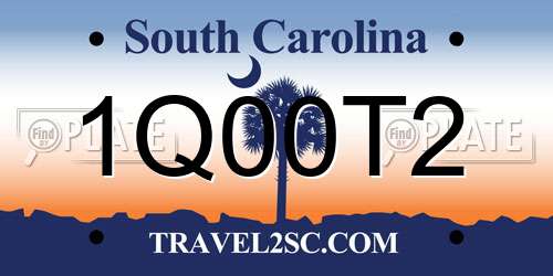 1Q00T2 South Carolina License Plate