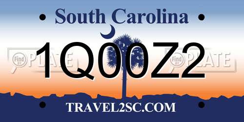 1Q00Z2 South Carolina License Plate