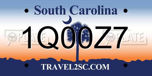 1Q00Z7 South Carolina License Plate