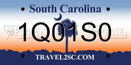 1Q01S0 South Carolina License Plate