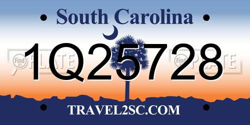 1Q25728 South Carolina License Plate