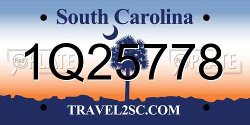 1Q25778 South Carolina License Plate