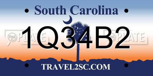 1Q34B2 South Carolina License Plate