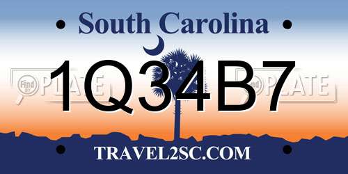 1Q34B7 South Carolina License Plate