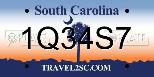 1Q34S7 South Carolina License Plate