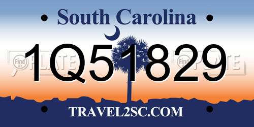 1Q51829 South Carolina License Plate