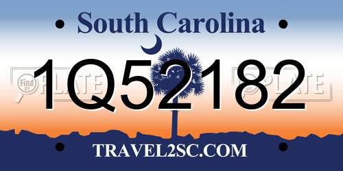 1Q52182 South Carolina License Plate