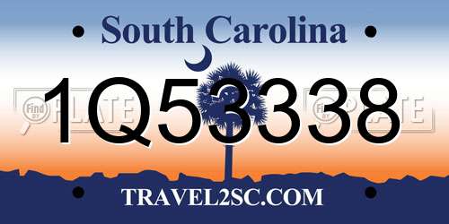 1Q53338 South Carolina License Plate
