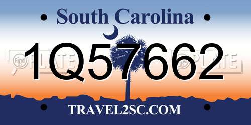 1Q57662 South Carolina License Plate