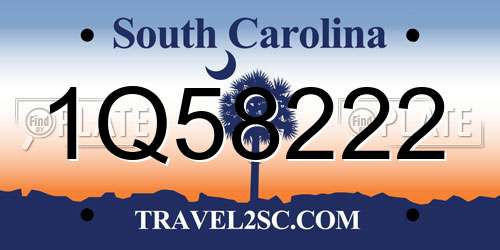 1Q58222 South Carolina License Plate